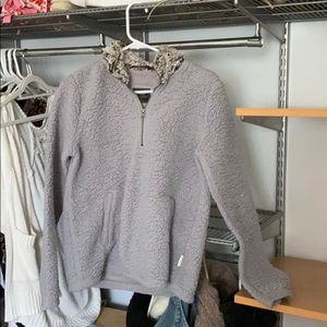 Grey fuzzy quarter zip